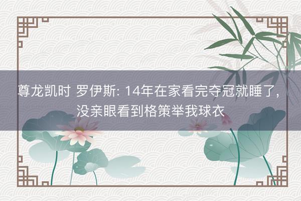 尊龙凯时 罗伊斯: 14年在家看完夺冠就睡了, 没亲眼看到格策举我球衣