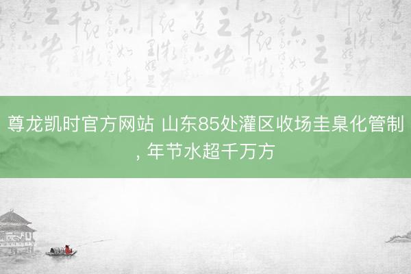 尊龙凯时官方网站 山东85处灌区收场圭臬化管制， 年节水超千万方