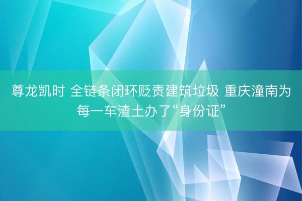 尊龙凯时 全链条闭环贬责建筑垃圾 重庆潼南为每一车渣土办了“身份证”