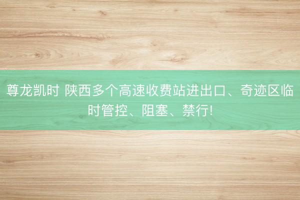 尊龙凯时 陕西多个高速收费站进出口、奇迹区临时管控、阻塞、禁行!