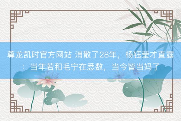 尊龙凯时官方网站 消散了28年,杨钰莹才直露:当年若和毛宁在悉数,当今皆当妈了