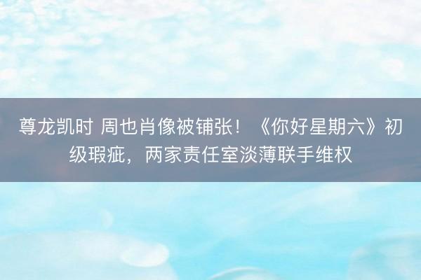 尊龙凯时 周也肖像被铺张！《你好星期六》初级瑕疵，两家责任室淡薄联手维权