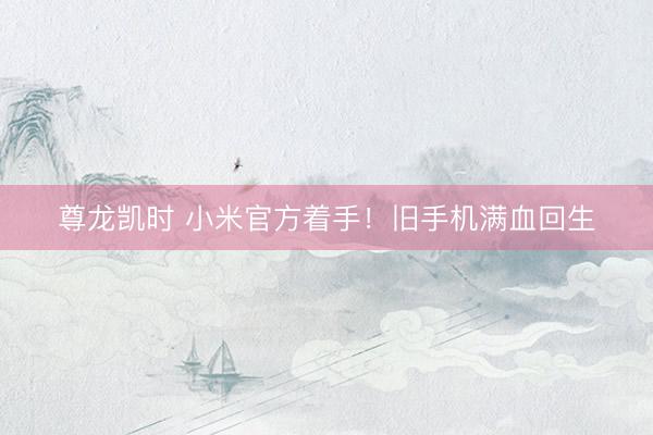 尊龙凯时 小米官方着手！旧手机满血回生