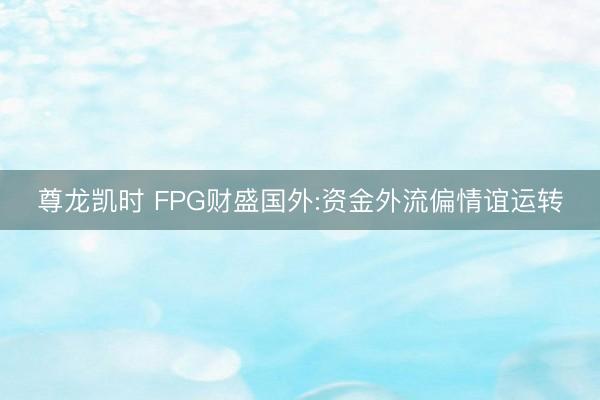尊龙凯时 FPG财盛国外:资金外流偏情谊运转