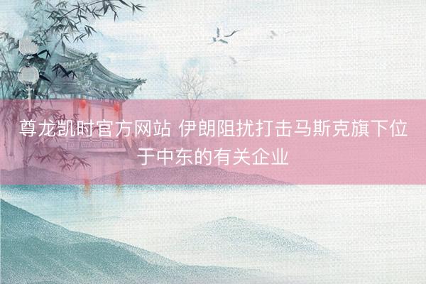尊龙凯时官方网站 伊朗阻扰打击马斯克旗下位于中东的有关企业