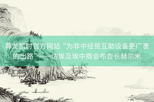 尊龙凯时官方网站 “为非中经贸互助设备更广袤的出路”——访埃及埃中商会布告长赫尔米