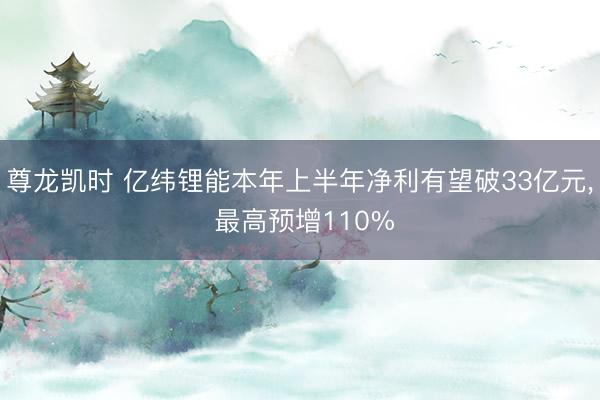 尊龙凯时 亿纬锂能本年上半年净利有望破33亿元， 最高预增110%