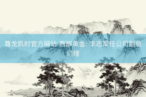尊龙凯时官方网站 西部黄金: 李志军任公司副总司理
