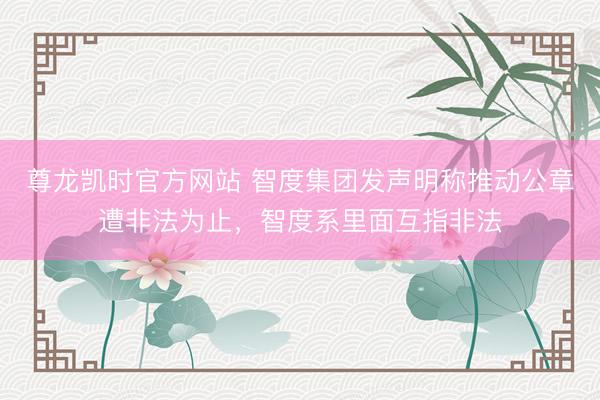 尊龙凯时官方网站 智度集团发声明称推动公章遭非法为止,智度系里面互指非法