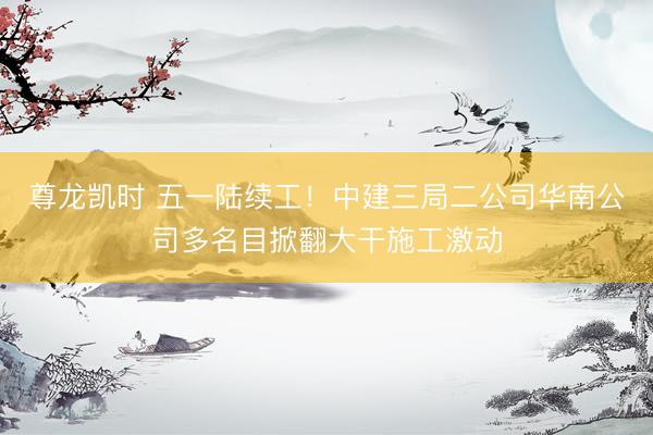 尊龙凯时 五一陆续工！中建三局二公司华南公司多名目掀翻大干施工激动